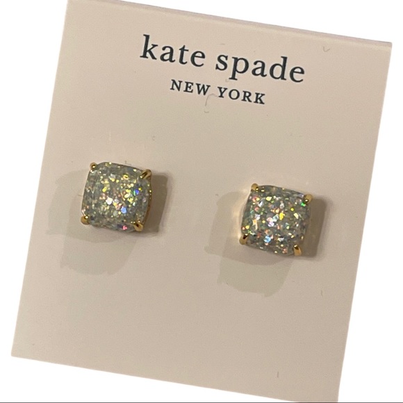 kate spade Jewelry - Kate Spade ♠️ Mini Small Square Stud Earrings .• Opal Glitter • NWT